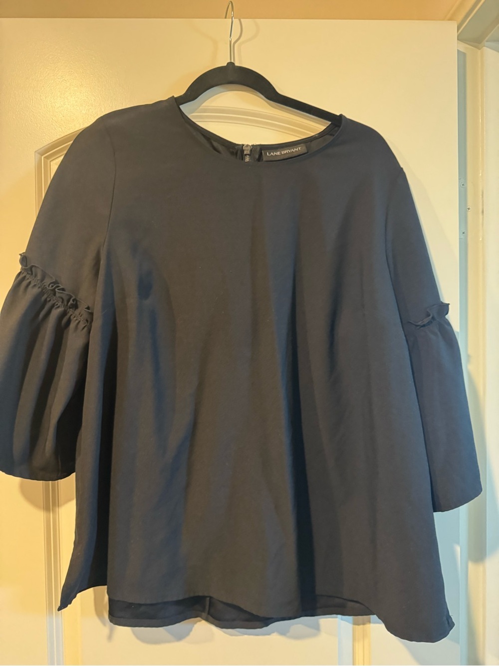 Lane Bryant black Ruffle-Trim Swing Top